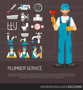 Plumbing Service Decorative Icons Set . Plumbing service decorative icons set with repairmen pipeline faucet meter sanitary ware on black background vector illustration