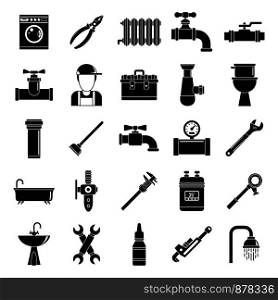 Plumbing service icons set. Simple set of plumbing service vector icons for web design on white background. Plumbing service icons set, simple style