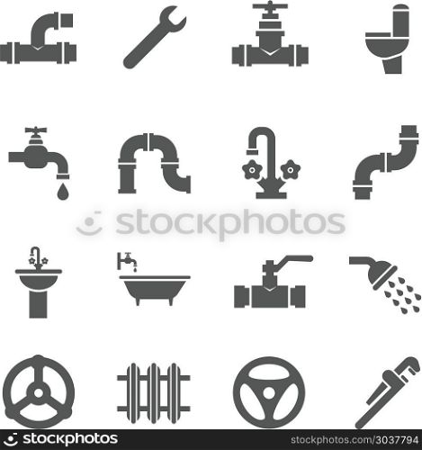 Plumbing service objects, tools, bathroom, sanitary engineering vector icons. Plumbing service objects, tools, bathroom, sanitary engineering vector icons. Plumbing for bathroom, set of icon plumbing pipe illustration