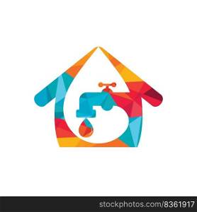 Plumbing vector logo design business template. Illustration of faucet plumbing home logo design template. 