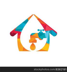 Plumbing vector logo design business template. Illustration of faucet plumbing home logo design template.	