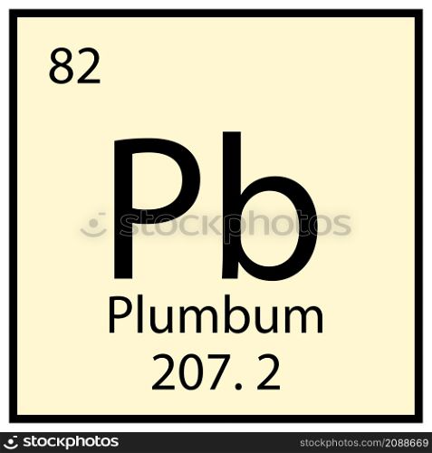 Plumbum chemical icon. Square sign. Mendeleev table symbol. Education background. Vector illustration. Stock image. EPS 10.. Plumbum chemical icon. Square sign. Mendeleev table symbol. Education background. Vector illustration. Stock image.