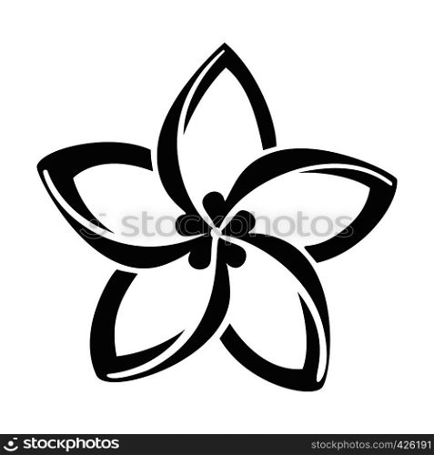 Plumeria flower icon. Simple illustration of plumeria flower vector icon for web design isolated on white background. Plumeria flower icon, simple style