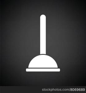 Plunger icon. Black background with white. Vector illustration.