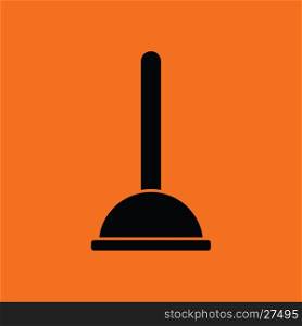 Plunger icon. Orange background with black. Vector illustration.