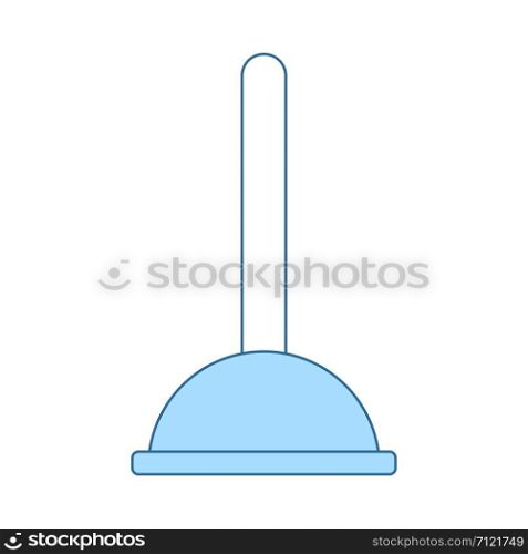 Plunger Icon. Thin Line With Blue Fill Design. Vector Illustration.