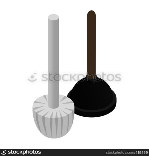 Plunger isometric 3d icon isolated on a white background. Plunger isometric 3d icon