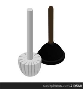 Plunger isometric 3d icon isolated on a white background. Plunger isometric 3d icon