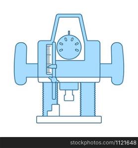 Plunger Milling Cutter Icon. Thin Line With Blue Fill Design. Vector Illustration.