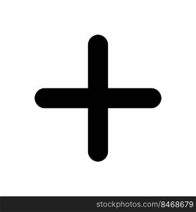 Plus black glyph ui icon. Expanding option. Interactive content. Upload new file. User interface design. Silhouette symbol on white space. Solid pictogram for web, mobile. Isolated vector illustration. Plus black glyph ui icon