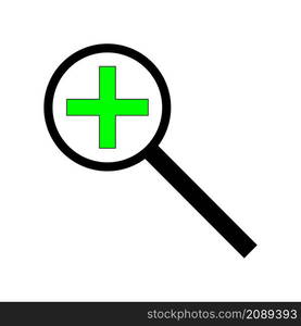 Plus in magnifying glass. Green icon. Analysis process. Focus tool. Outline symbol. Vector illustration. Stock image. EPS 10.. Plus in magnifying glass. Green icon. Analysis process. Focus tool. Outline symbol. Vector illustration. Stock image.