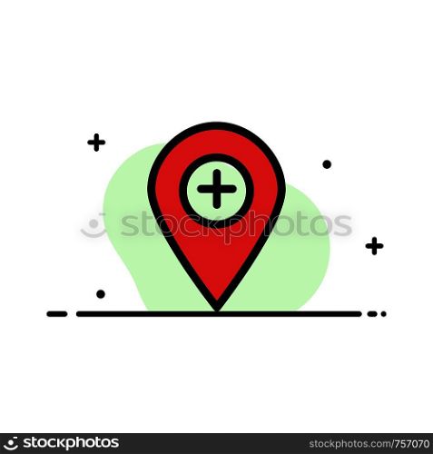 Plus, Location, Map, Marker, Pin Business Flat Line Filled Icon Vector Banner Template