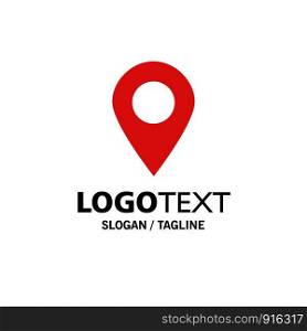 Plus, Location, Map, Marker, Pin Business Logo Template. Flat Color