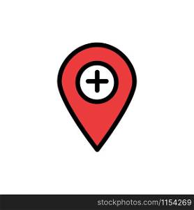 Plus, Location, Map, Marker, Pin Flat Color Icon. Vector icon banner Template
