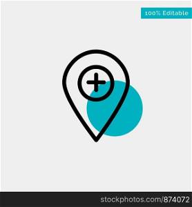 Plus, Location, Map, Marker, Pin turquoise highlight circle point Vector icon