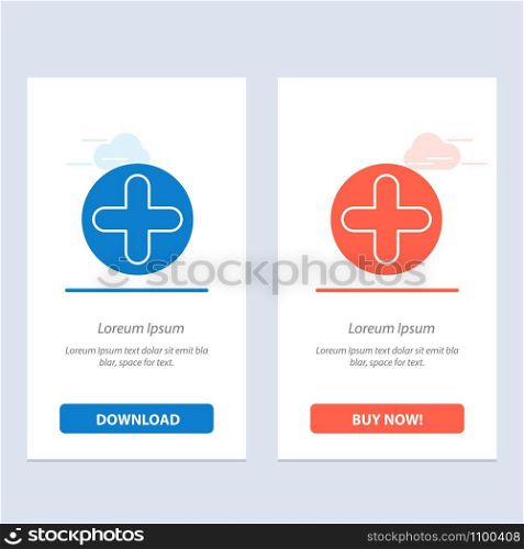 Plus, Sign, Hospital, Medical Blue and Red Download and Buy Now web Widget Card Template