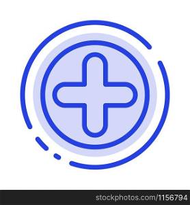 Plus, Sign, Hospital, Medical Blue Dotted Line Line Icon