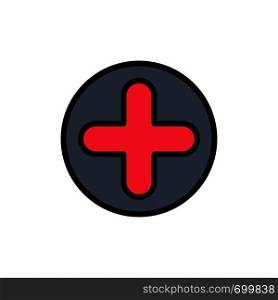 Plus, Sign, Hospital, Medical Flat Color Icon. Vector icon banner Template