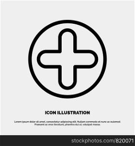 Plus, Sign, Hospital, Medical Line Icon Vector