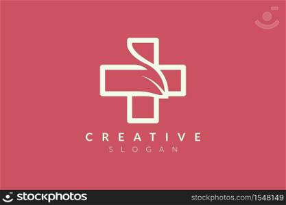 Plus symbol logo design. Minimalist and modern vector design suitable for community, business, and product brands in the health sector.