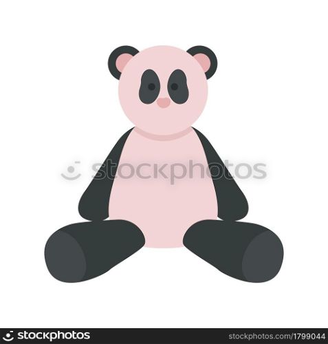 Plush panda animal semi flat color vector object. Full sized item on white. Nursery room decoration. Stuffed toy isolated modern cartoon style illustration for graphic design and animation. Plush panda animal semi flat color vector object