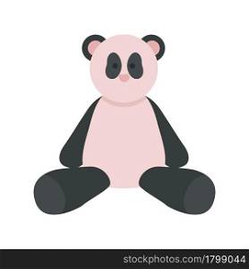 Plush panda animal semi flat color vector object. Full sized item on white. Nursery room decoration. Stuffed toy isolated modern cartoon style illustration for graphic design and animation. Plush panda animal semi flat color vector object