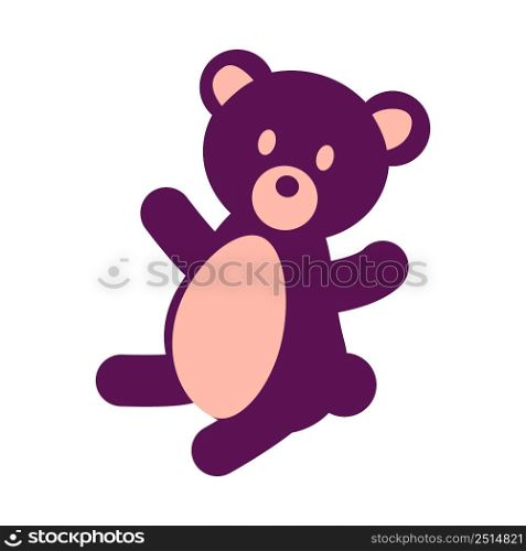 Plushy bear semi flat color vector object. Soft toy for little child. Full sized item on white. Stuffed animal. Simple cartoon style illustration for web graphic design and animation. Plushy bear semi flat color vector object