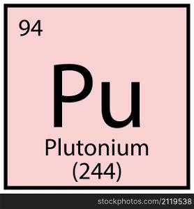 Plutonium chemical element. Mendeleev table symbol. Education concept. Pink background. Vector illustration. Stock image. EPS 10.. Plutonium chemical element. Mendeleev table symbol. Education concept. Pink background. Vector illustration. Stock image.
