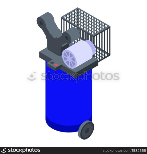 Pneumatic air compressor icon. Isometric of pneumatic air compressor vector icon for web design isolated on white background. Pneumatic air compressor icon, isometric style