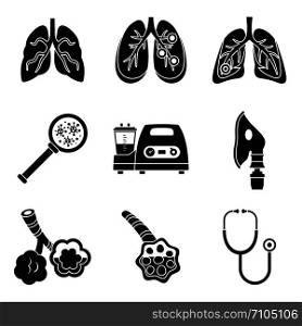 Pneumonia day icon set. Simple set of pneumonia day vector icons for web design on white background. Pneumonia day icon set, simple style