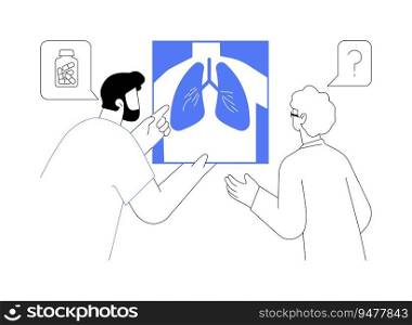 Pneumonia diagnosis abstract concept vector illustration. Doctor diagnoses pneumonia in elderly woman, hospital worker, medical examination, pulmonary disease treatment abstract metaphor.. Pneumonia diagnosis abstract concept vector illustration.