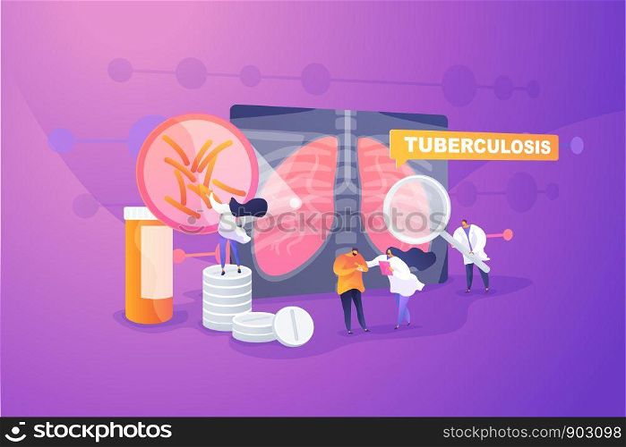 Pneumonia treatment, bronchitis cure. Respiratory contagious viral infection. Tuberculosis, mycobacterium tuberculosis, world tuberculosis day concept. Vector isolated concept creative illustration. Tuberculosis concept vector illustration