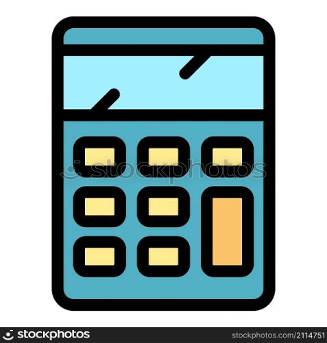 Pocket calculator icon. Outline pocket calculator vector icon color flat isolated. Pocket calculator icon color outline vector