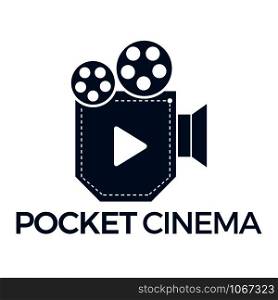 Pocket Cinema vector logo design. Video Music or movie app logo.