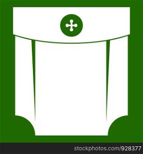 Pocket design icon white isolated on green background. Vector illustration. Pocket design icon green