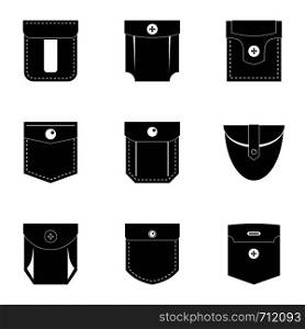 Pocket form icon set. Simple set of 9 pocket form vector icons for web isolated on white background. Pocket form icon set, simple style