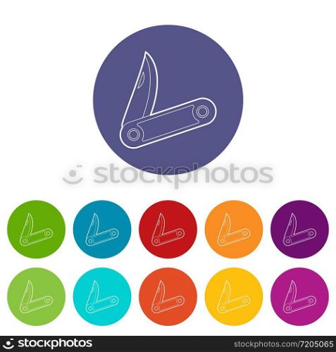 Pocket knife icons color set vector for any web design on white background. Pocket knife icons set vector color
