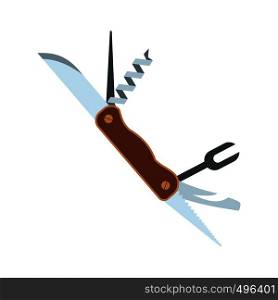 Pocket knife with lots of tools flat icon isolated on white background. Pocket knife with lots of tools