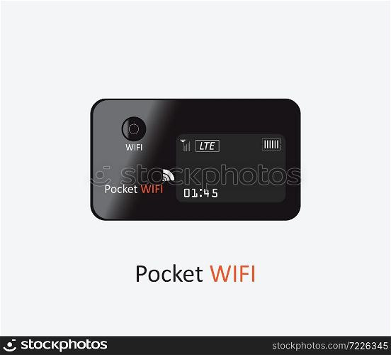 Pocket wifi design or wireless internet isolated on white background, technology conceptual vector illustration.