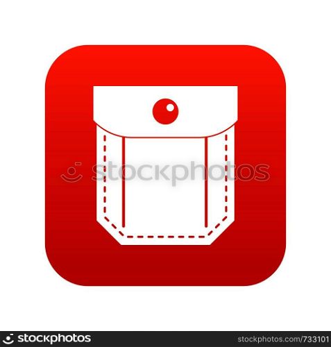 Pocket with valve and button icon digital red for any design isolated on white vector illustration. Pocket with valve and button icon digital red