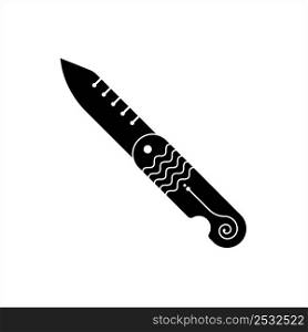 Pocketknife Icon, Pocket Knife, Sharp Blade Folding Knife Vector Art Illustration