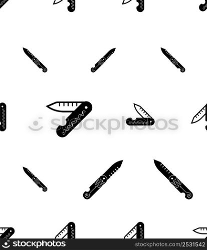 Pocketknife Icon Seamless Pattern, Pocket Knife, Sharp Blade Folding Knife Vector Art Illustration