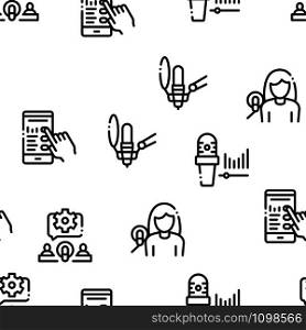 Podcast And Radio Seamless Pattern Vector Thin Line. Illustrations. Podcast And Radio Seamless Pattern Vector