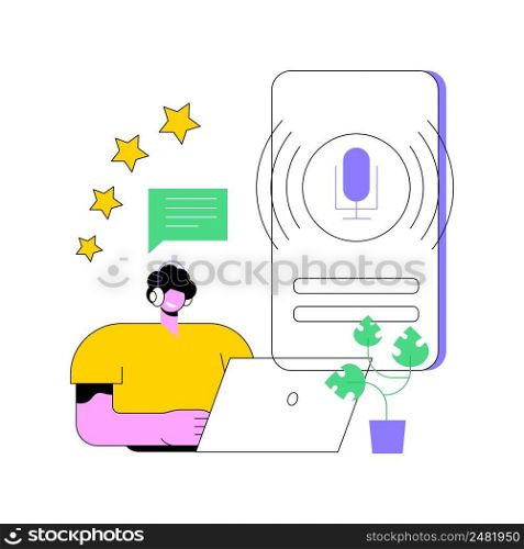 Podcast content abstract concept vector illustration. Branded podcast creation, engaging marketing content production, promotion strategy, monetization, social media planner abstract metaphor.. Podcast content abstract concept vector illustration.