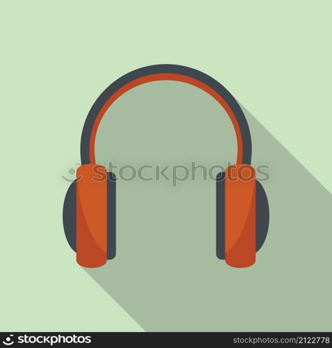 Podcast headset icon flat vector. Microphone headphone. Call support. Podcast headset icon flat vector. Microphone headphone