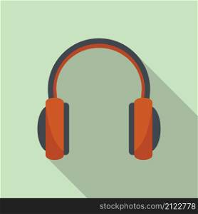 Podcast headset icon flat vector. Microphone headphone. Call support. Podcast headset icon flat vector. Microphone headphone