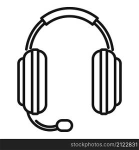Podcast headset icon outline vector. Microphone headphone. Call support. Podcast headset icon outline vector. Microphone headphone