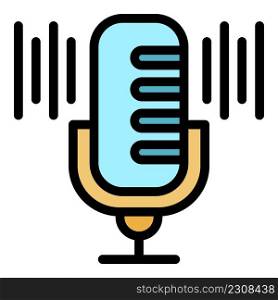 Podcast icon. Outline podcast vector icon color flat isolated. Podcast icon color outline vector