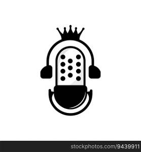 Podcast Logo, Vector, Headset and Chat, Simple Vintage Microphone Design