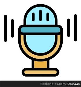 Podcast studio microphone icon. Outline podcast studio microphone vector icon color flat isolated. Podcast studio microphone icon color outline vector